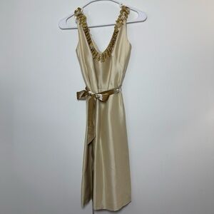 Banana Republic Silk Cream and Gold Midi Dress